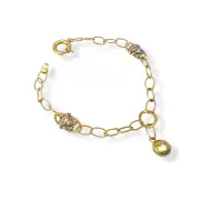 Дамска златна гривна с медальони и висулка 14K RG12217