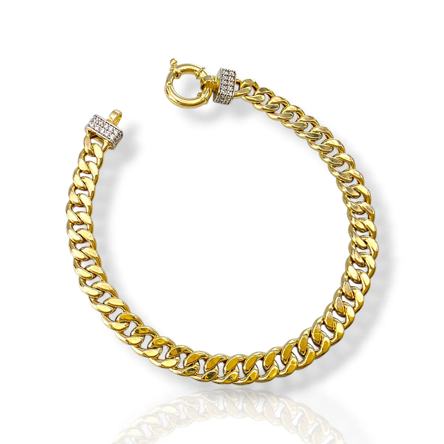 Плътна дамска златна гривна тип Cuban Link 14К RG13027