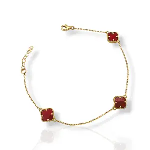 Дамска златна гривна Van Cleef с камъни карнеол 14К RG11432