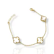 Златна гривна Van Cleef със седеф и флорални елементи 14К RG11433