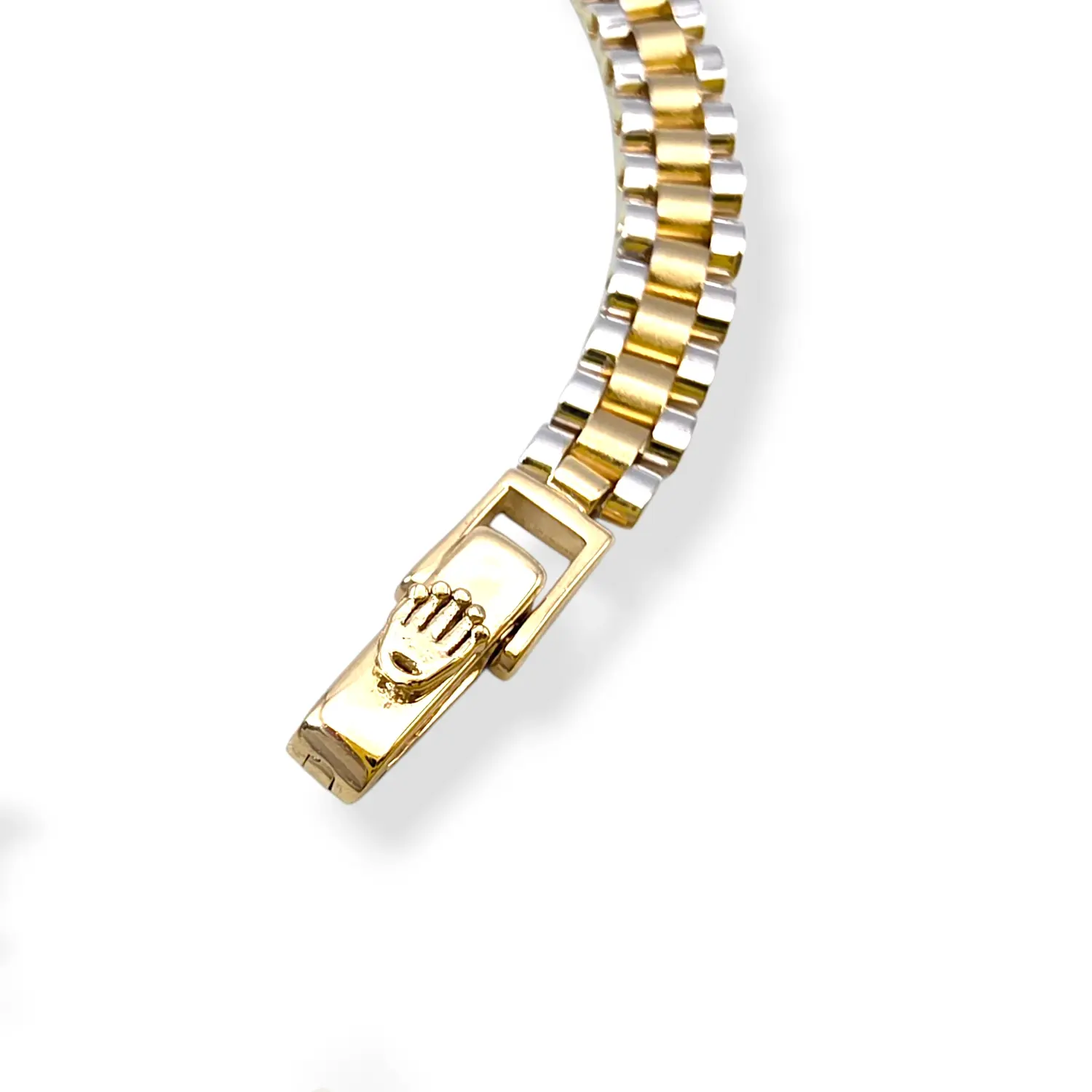 Златен синджир дамски Ролекс елегантна двуцветна фина плетка 14K RG12065