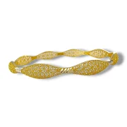 Златна твърда гривна Хинди тип bangle с вълнообразна форма 14К RG13134