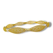 Твърда златна гривна Хинди тип bangle с фин ажурен дизайн 14К RG13136