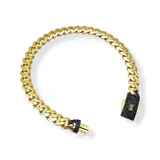 Дамска златна гривна Monaco Chain с черна закопчалка CLASSIC PLAIN / PAVE LOCK 14К RG11040