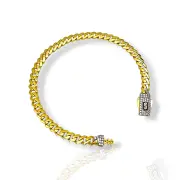 Дамска златна гривна Monaco Chain с паве закопчаване CLASSIC PLAIN / PLAIN LOCK 14К RG10973