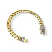 Дамска златна гривна Monaco Chain с циркони CLASSIC PLAIN / PAVE LOCK 14К RG11041