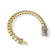 Дамска златна гривна Monaco Chain с луксозен блясък CLASSIC PLAIN / PAVE LOCK 14К RG11042