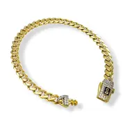 Дамска златна гривна Monaco Chain с масивна плетка и Swarovski 14К RG12708