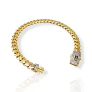 Луксозна дамска златна гривна Monaco Chain Pavé Lock 14К RG11755