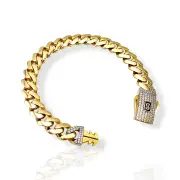 Модерна дамска златна гривна Monaco Chain Pavé закопчаване 14К RG11757