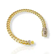 Дамска златна гривна Monaco Chain с циркониева закопчалка 14К RG12390