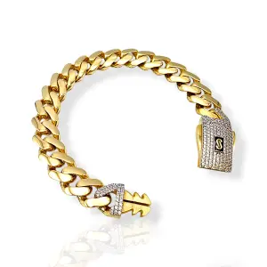 Масивна дамска златна гривна Monaco Chain с Pavé детайл 14К RG11758