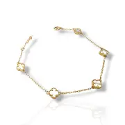 Дамска златна гривна Van Cleef с бял седеф 14К RG11818