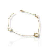 Дамска златна гривна Van Cleef с нежен бял седеф 14К RG11819