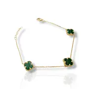 Дамска златна гривна Van Cleef с малахит 14К RG11820