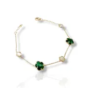 Дамска златна гривна Van Cleef с турмалин и седеф 14К RG11821