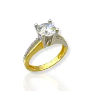 Дамски златен годежен пръстен със сияен циркон 14K RG11596