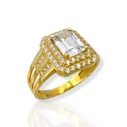 Луксозен годежен пръстен от жълто злато и циркони 14K RG11599