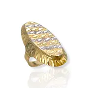 Дамски златен пръстен с елипсовидна гравирана плочка 14K RG12209