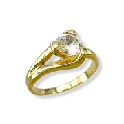 Дамски златен пръстен с голям бял циркон 14K RG12858