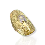 Масивен златен пръстен с глава Медуза релеф 14K RG13213
