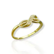 Дамски златен пръстен с преплетен дизайн безкрайност и цирконии 14K RG13420