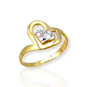 Дамски златен пръстен с бяло сърце и полировка 14K RG11250