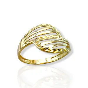 Дамски златен пръстен с ажурен листовиден дизайн 14K RG13444