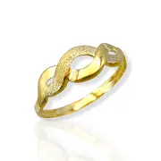 Дамски златен пръстен с оплетена гравирана халка 14K RG11262