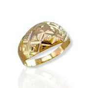 Дамски златен пръстен с релефни геометрични мотиви 14K RG12907