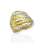 Дамски златен пръстен с диамантирани линии и двуцветен ефект 14K RG13143