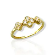 Дамски златен пръстен с цветя от цирконии 14K RG13421