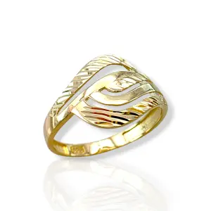 Дамски златен пръстен с вълнообразен релефен дизайн 14K RG13445