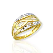 Златен пръстен с безкрайност и диамантиране 14K RG11251
