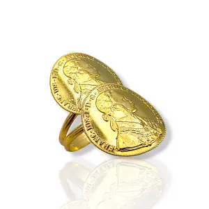 Златен пръстен с две монети Франц Йосиф 14K RG11182