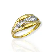Златен дамски пръстен с бяла безкрайност и листа 14K RG11263