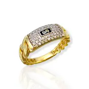 Златен дамски пръстен с черен емайл Монако Чейн CLASSIC PLAIN / VERTICAL PAVÉ 14К RG11325