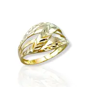 Дамски златен пръстен с фасетирани листовидни елементи 14K RG13446