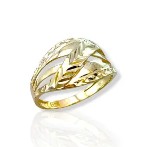 Дамски златен пръстен с фасетирани листовидни елементи 14K RG13446