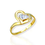 Дамски пръстен със сърце и диамантиран родий 14K RG11252