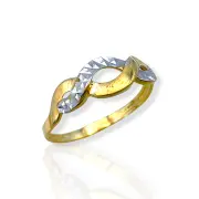 Дамски пръстен от злато с бял оплетен дизайн 14K RG11264