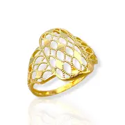 Дамски златен пръстен с овална ажурна мрежа 14K RG11276