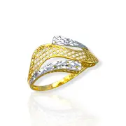 Дамски пръстен от злато с мрежа и диамантиране 14K RG11287