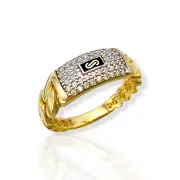 Дамски златен пръстен с плочка Monaco Chain CLASSIC PLAIN / VERTICAL PAVÉ 14К RG11326