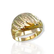 Олекотен дамски златен пръстен с релефни декоративни ленти 14K RG12909