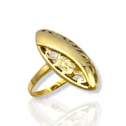 Дамски златен пръстен бадем с полирана извивка 14K RG11210