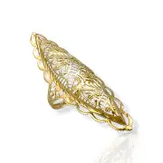 Дамски златен пръстен с листовиден ажурен мотив 14K RG12212