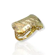 Дамски златен пръстен с гравирани пера 14K RG12830