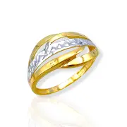 Златен пръстен с гравирана листовидна форма 14K RG11253