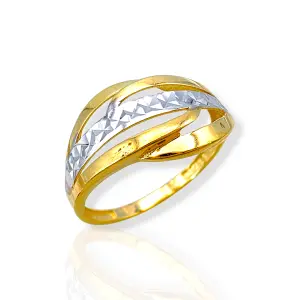 Златен пръстен с гравирана листовидна форма 14K RG11253
